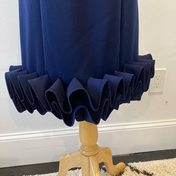 NWT Size 8 Navy Dress with Ruffle Bottom. Zipper Back. Fully Lined - Picture 2 of 4